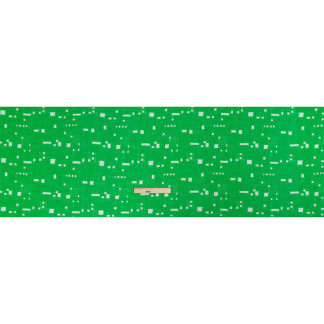 Slubbed Gauzy Cotton Woven Print - Kelly Green Geometric Squares - Mood Exclusive Blocked In