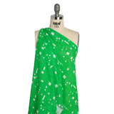 Slubbed Gauzy Cotton Woven Print - Kelly Green Geometric Squares - Mood Exclusive Blocked In