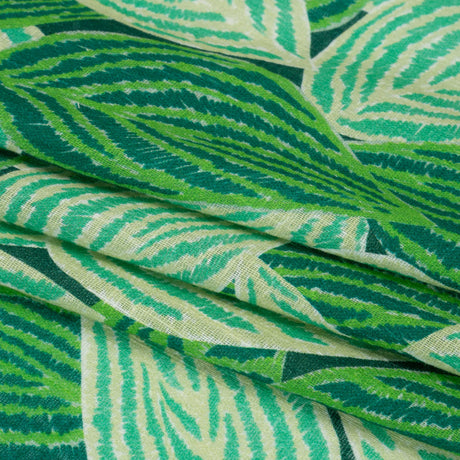 Slubbed Gauzy Cotton Woven Print - Green Simple Leaves - Mood Exclusive Leaf Linger