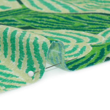 Slubbed Gauzy Cotton Woven Print - Green Simple Leaves - Mood Exclusive Leaf Linger