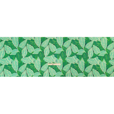 Slubbed Gauzy Cotton Woven Print - Green Simple Leaves - Mood Exclusive Leaf Linger