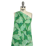 Slubbed Gauzy Cotton Woven Print - Green Simple Leaves - Mood Exclusive Leaf Linger