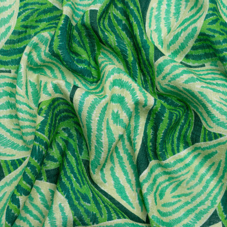 Slubbed Gauzy Cotton Woven Print - Green Simple Leaves - Mood Exclusive Leaf Linger