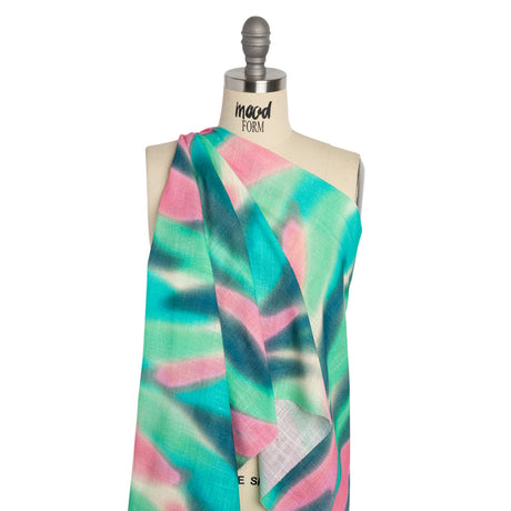 Slubbed Gauzy Cotton Woven Print - Green, Pink and Blue Hazy Abstract - Mood Exclusive Scattered Sunlight