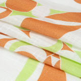 Slubbed Gauzy Cotton Woven Print - Burnt Orange, Lime and White Abstract - Mood Exclusive Circus of Clouds