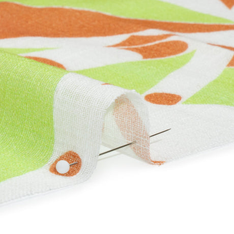 Slubbed Gauzy Cotton Woven Print - Burnt Orange, Lime and White Abstract - Mood Exclusive Circus of Clouds