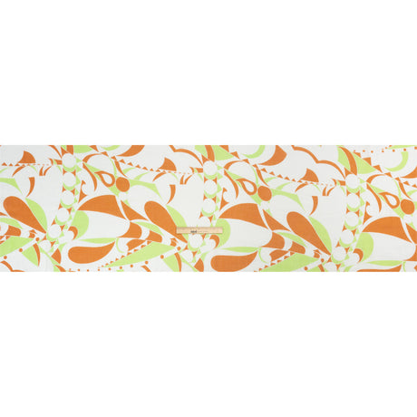 Slubbed Gauzy Cotton Woven Print - Burnt Orange, Lime and White Abstract - Mood Exclusive Circus of Clouds