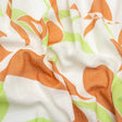 Slubbed Gauzy Cotton Woven Print - Burnt Orange, Lime and White Abstract - Mood Exclusive Circus of Clouds