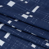 Slubbed Gauzy Cotton Woven Print - Navy Geometric Squares - Mood Exclusive Blocked In