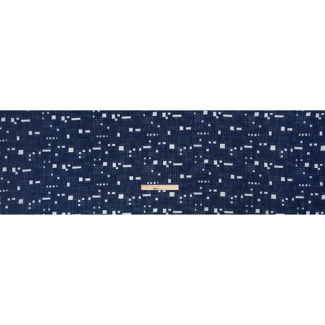 Slubbed Gauzy Cotton Woven Print - Navy Geometric Squares - Mood Exclusive Blocked In