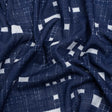 Slubbed Gauzy Cotton Woven Print - Navy Geometric Squares - Mood Exclusive Blocked In