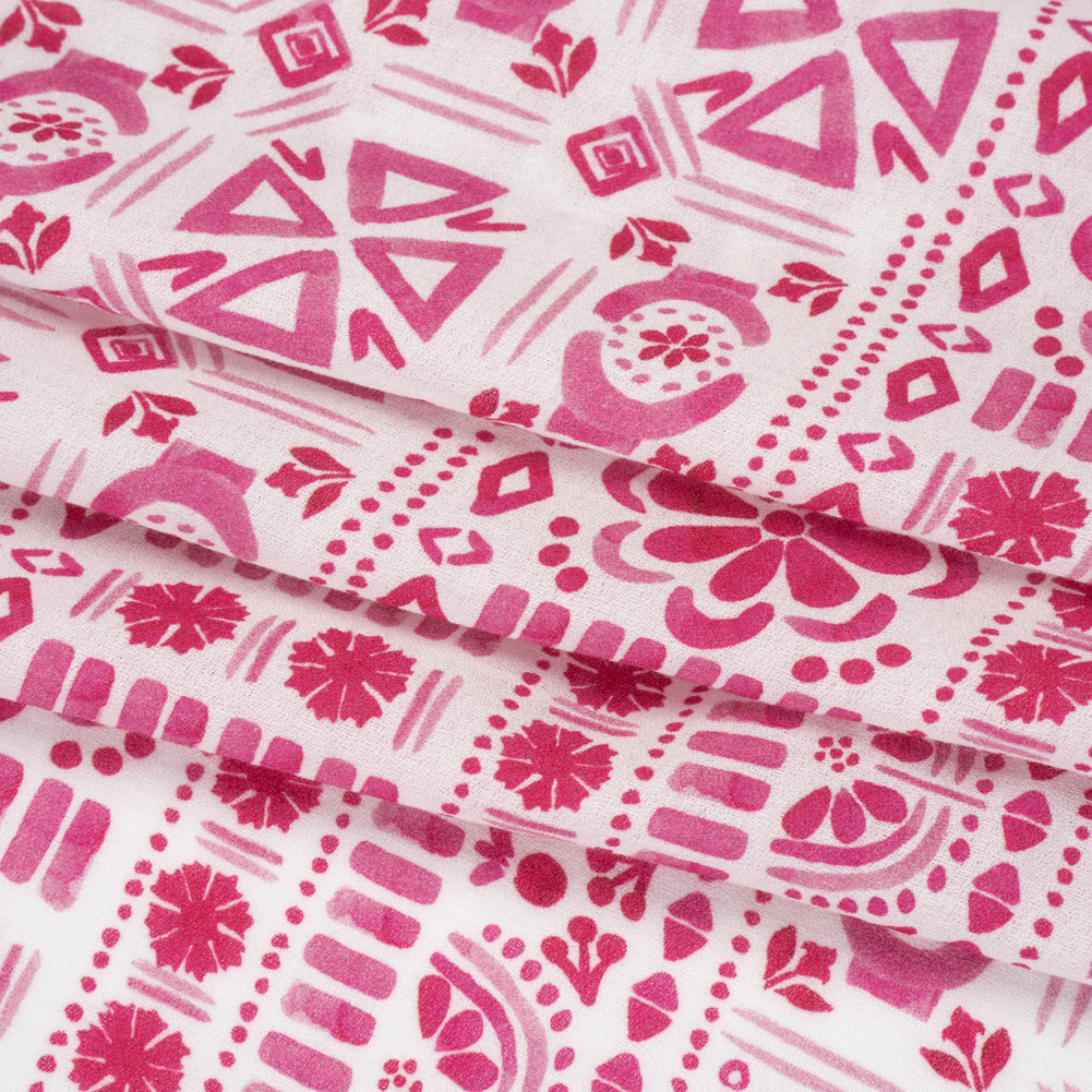 Mood Exclusive Pink Polygon Petals Cotton Crepe