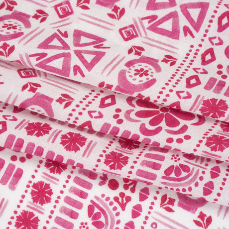 Mood Exclusive Pink Polygon Petals Cotton Crepe