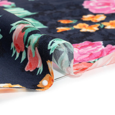 Floral Viscose Jacquard Print - Midnight and Orange Floral - Mood Exclusive Downright Dalloway