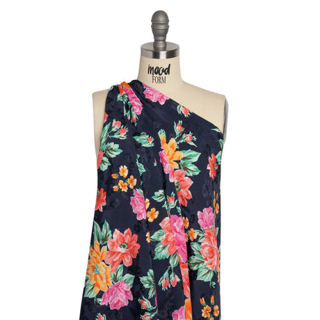 Floral Viscose Jacquard Print - Midnight and Orange Floral - Mood Exclusive Downright Dalloway