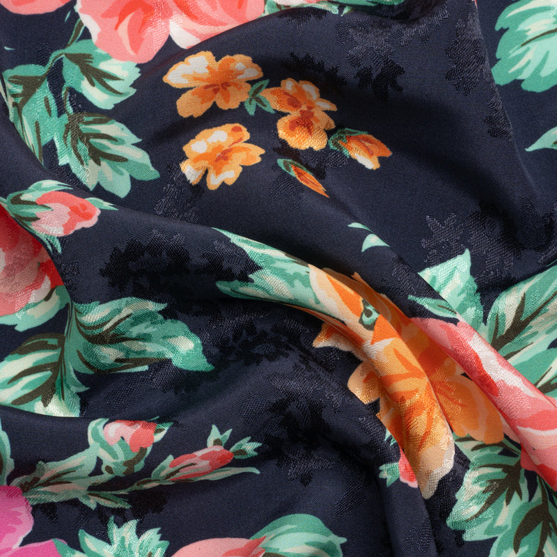 Floral Viscose Jacquard Print - Midnight and Orange Floral - Mood Exclusive Downright Dalloway