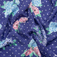 Floral Viscose Jacquard Print - Indigo, Blue and Pink Floral and Polka Dots - Mood Exclusive Rose Bush Banter