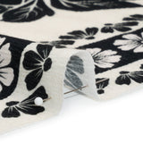 Crinkled Cotton Gauze Panel - Black and White Roses - Mood Exclusive Mounting Roses Print