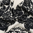 Crinkled Cotton Gauze Panel - Black and White Roses - Mood Exclusive Mounting Roses Print