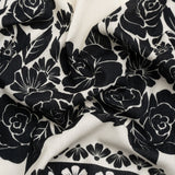 Crinkled Cotton Gauze Panel - Black and White Roses - Mood Exclusive Mounting Roses Print