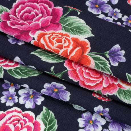 Mood Exclusive Midnight Bountiful Bushes Slubbed Gauzy Cotton Woven