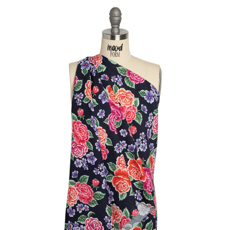 Mood Exclusive Midnight Bountiful Bushes Slubbed Gauzy Cotton Woven