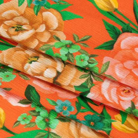 Mood Exclusive Orange Rose Dawn Slubbed Gauzy Cotton Woven