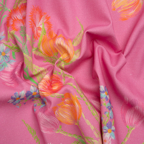 Mood Exclusive Pink Stitch by Stitch Linen and Cotton Woven