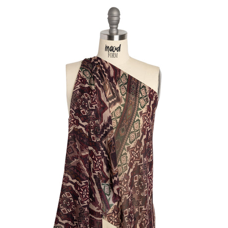 Mood Exclusive Plum Maze Markings Viscose Chiffon