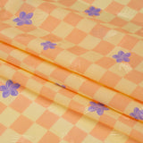 Hands Viscose Jacquard Print - Peach Floral Checkerboard - Mood Exclusive Dippin' Disco