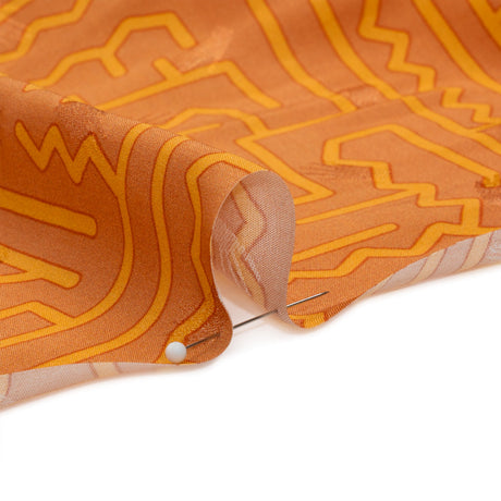 Hands Viscose Jacquard Print - Orange Maze Lines - Mood Exclusive Great Escape