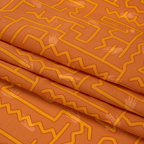 Hands Viscose Jacquard Print - Orange Maze Lines - Mood Exclusive Great Escape