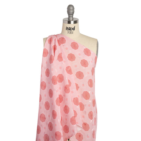 Hands Viscose Jacquard Print - Pink Geometric - Mood Exclusive Retro Reverb