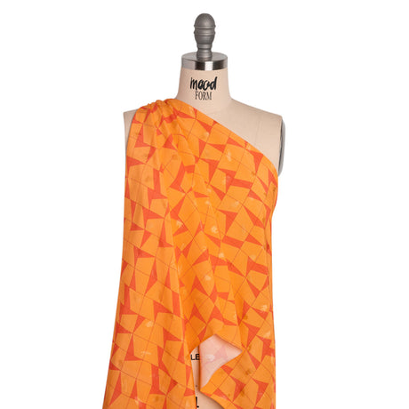 Hands Viscose Jacquard Print - Orange Broken Squares - Mood Exclusive Theorem Thoughts