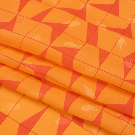 Hands Viscose Jacquard Print - Orange Broken Squares - Mood Exclusive Theorem Thoughts