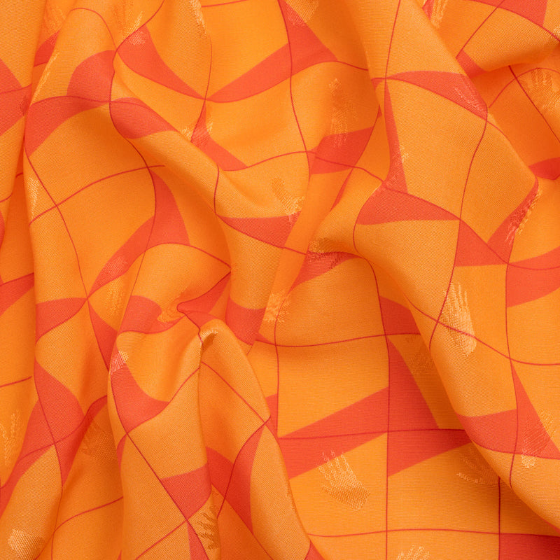 Hands Viscose Jacquard Print - Orange Broken Squares - Mood Exclusive Theorem Thoughts