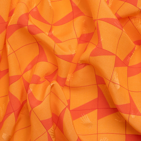Hands Viscose Jacquard Print - Orange Broken Squares - Mood Exclusive Theorem Thoughts