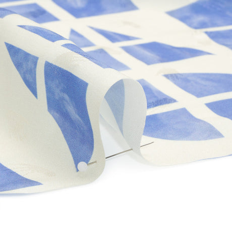 Hands Viscose Jacquard Print - Blue Divided Geometric Shapes - Mood Exclusive Elementary Views