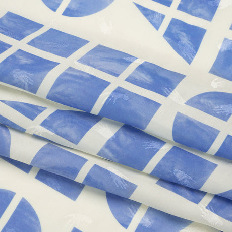 Hands Viscose Jacquard Print - Blue Divided Geometric Shapes - Mood Exclusive Elementary Views