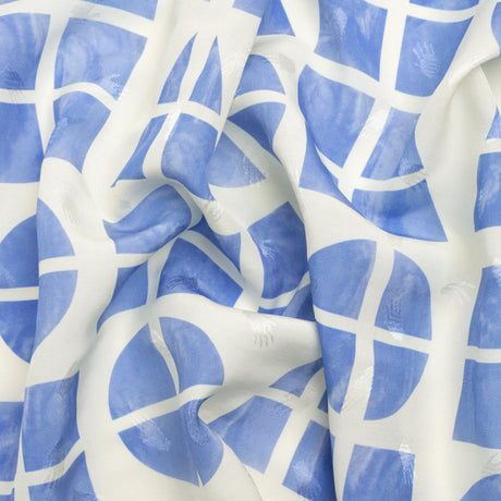 Hands Viscose Jacquard Print - Blue Divided Geometric Shapes - Mood Exclusive Elementary Views