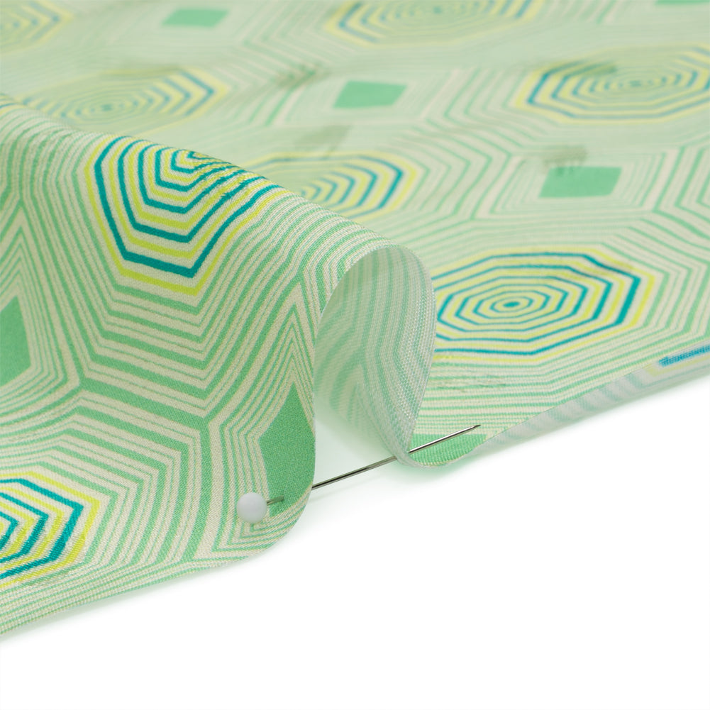 Hands Viscose Jacquard Print - Green Geometric - Mood Exclusive Retro Reverb