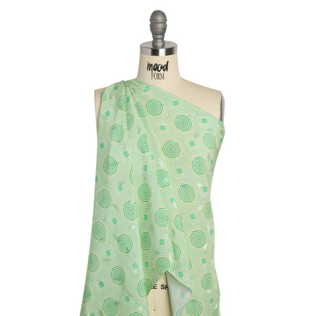Hands Viscose Jacquard Print - Green Geometric - Mood Exclusive Retro Reverb
