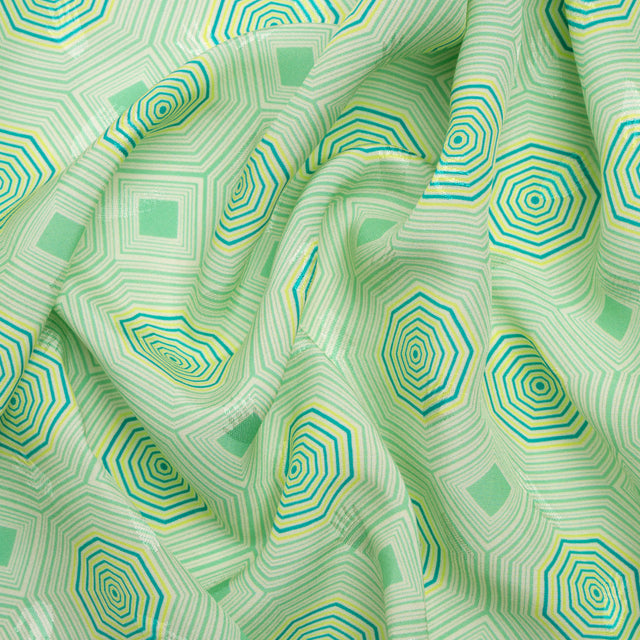 Hands Viscose Jacquard Print - Green Geometric - Mood Exclusive Retro Reverb