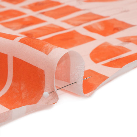 Hands Viscose Jacquard Print - Coral Divided Geometric Shapes - Mood Exclusive Elementary Views