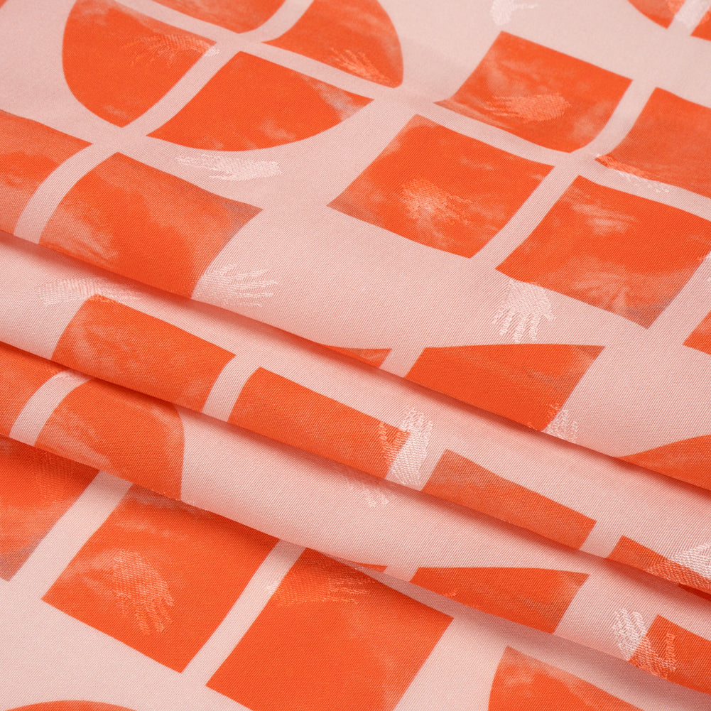Hands Viscose Jacquard Print - Coral Divided Geometric Shapes - Mood Exclusive Elementary Views