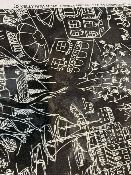 Kelly Ripa Home Daily Sketch Toile Cotton Duck Fabric - Black, Gray, White Sketch Toile, 54" Width (1 Yard)