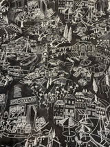 Kelly Ripa Home Daily Sketch Toile Cotton Duck Fabric - Black, Gray, White Sketch Toile, 54" Width (1 Yard)