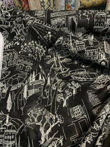 Kelly Ripa Home Daily Sketch Toile Cotton Duck Fabric - Black, Gray, White Sketch Toile, 54" Width (1 Yard)
