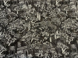 Kelly Ripa Home Daily Sketch Toile Cotton Duck Fabric - Black, Gray, White Sketch Toile, 54" Width (1 Yard)
