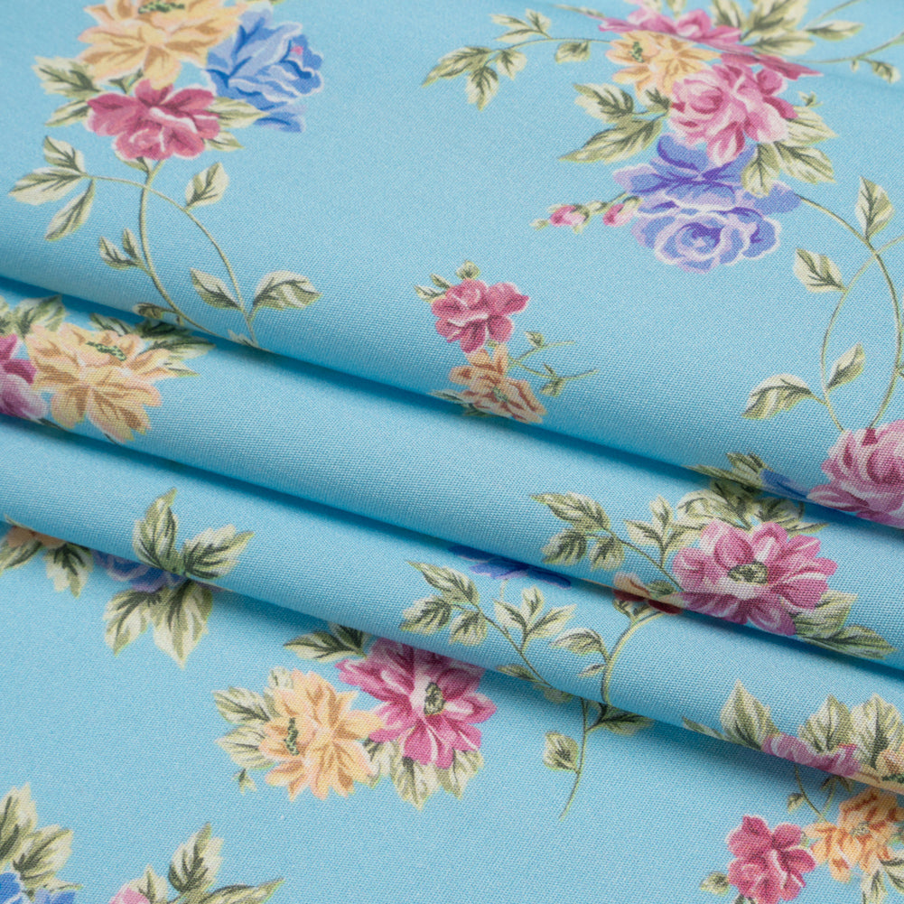 Mood Exclusive Blue Aromatic Enchantments Stretch Cotton Poplin